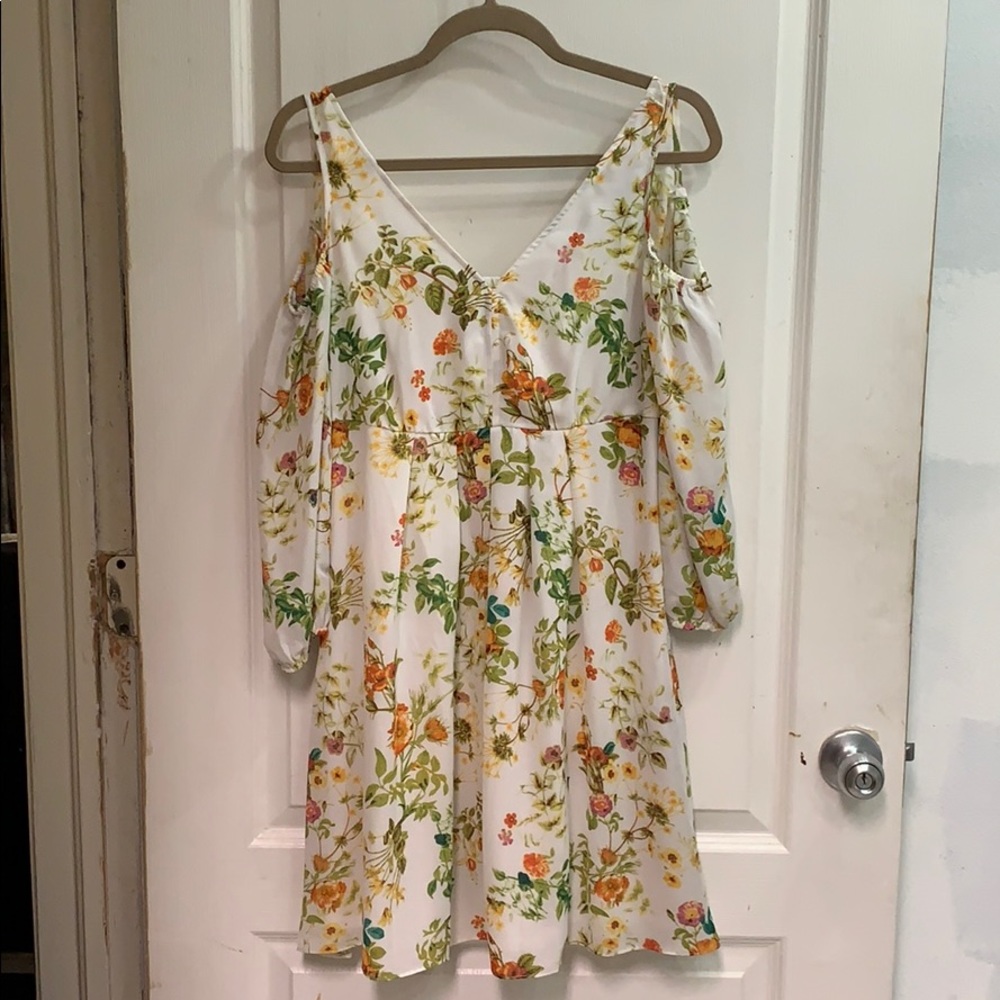 Cold Shoulder Floral Dress
